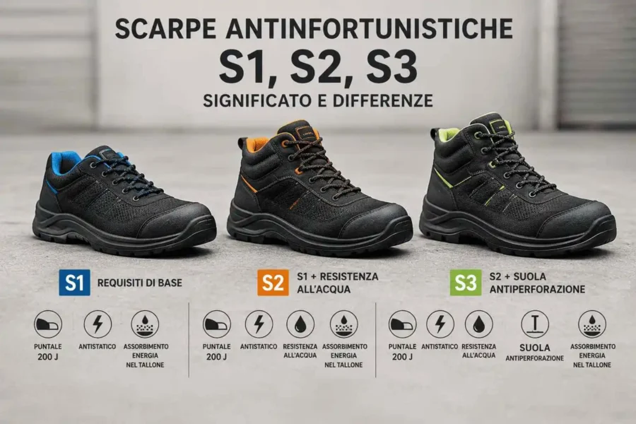 Scarpe antinfortunistiche S1, S2 e S3